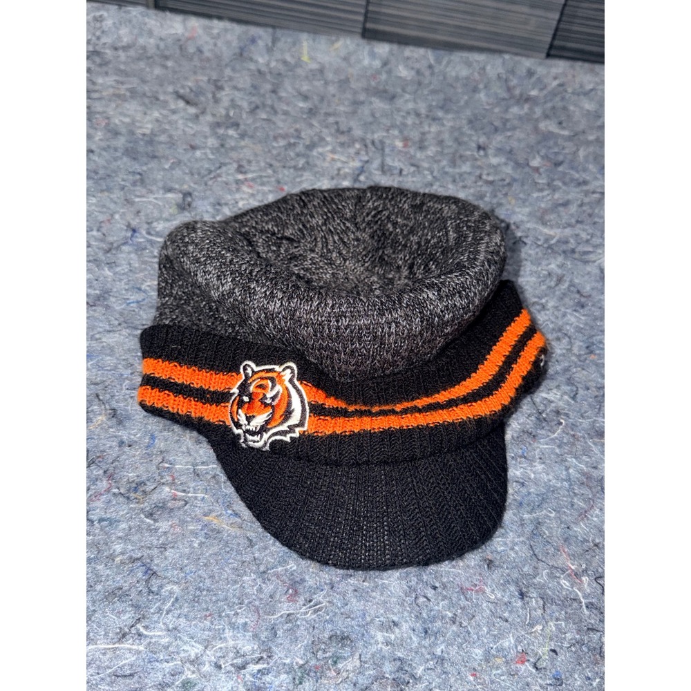 Reebok NFL Onfield Cincinnati Bengals Grey Black Orange Visor Knit Beanie Hat - Picture 5 of 5
